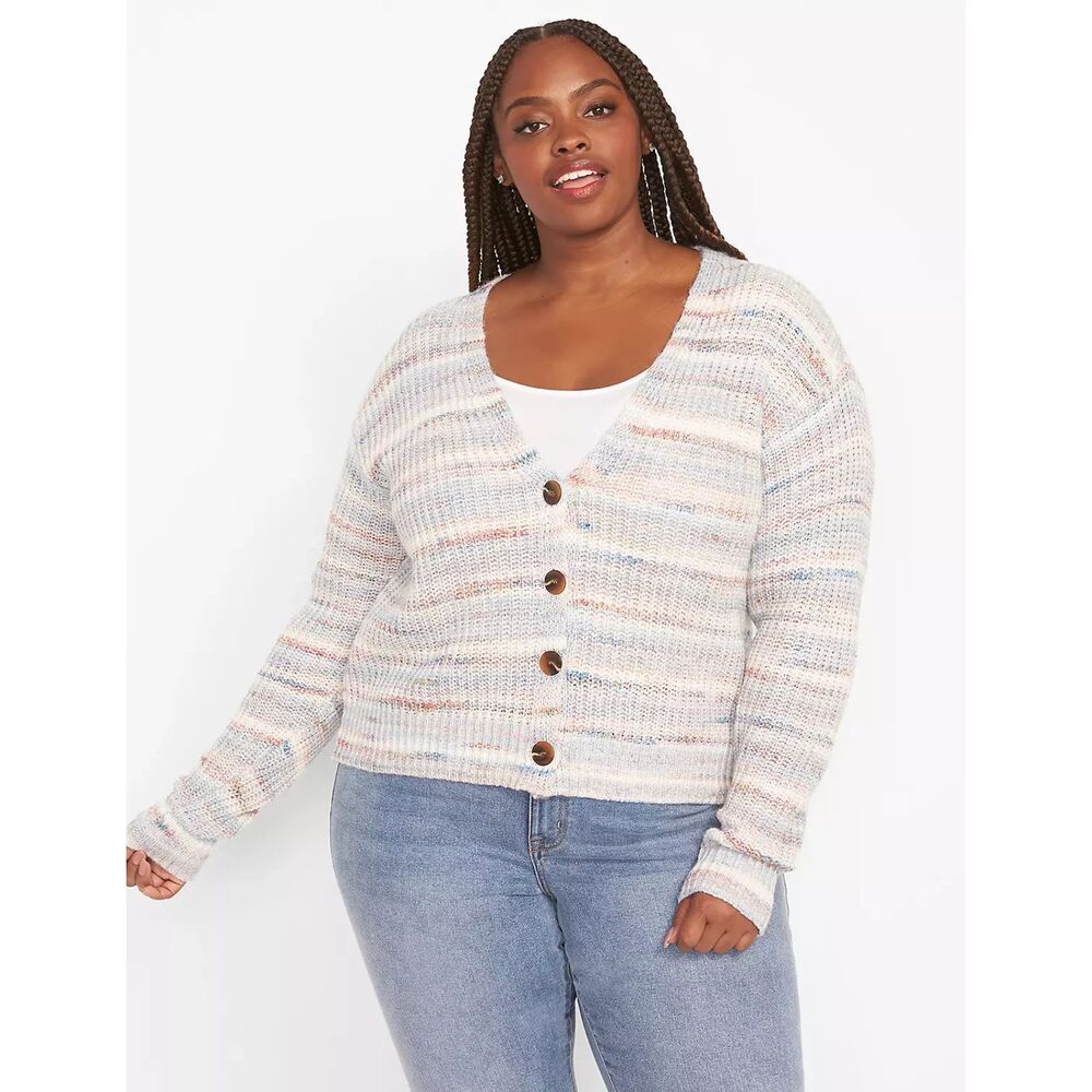 Lane Bryant Pastel Spacedye Cropped Cardigan - 14/16